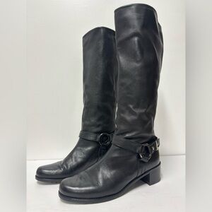 STUART WEIZTMAN Black Leather Harness Tall Boot Women’s Size 7 1/2